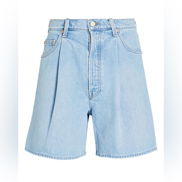 NWT Mother SNACKS! The Pleated Fun Dip vintage high waisted Shorts blue - Picture 15 of 17